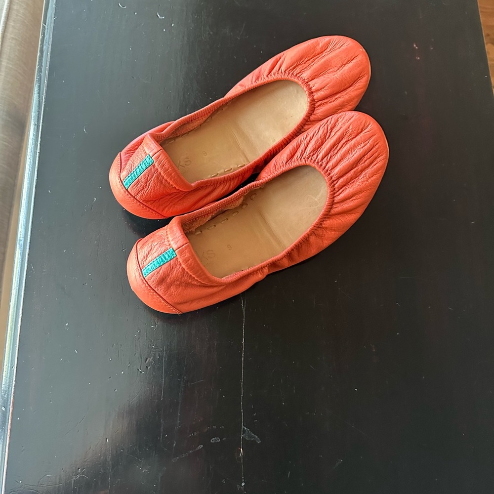 Tieks Orange Leather Ballet Flats
